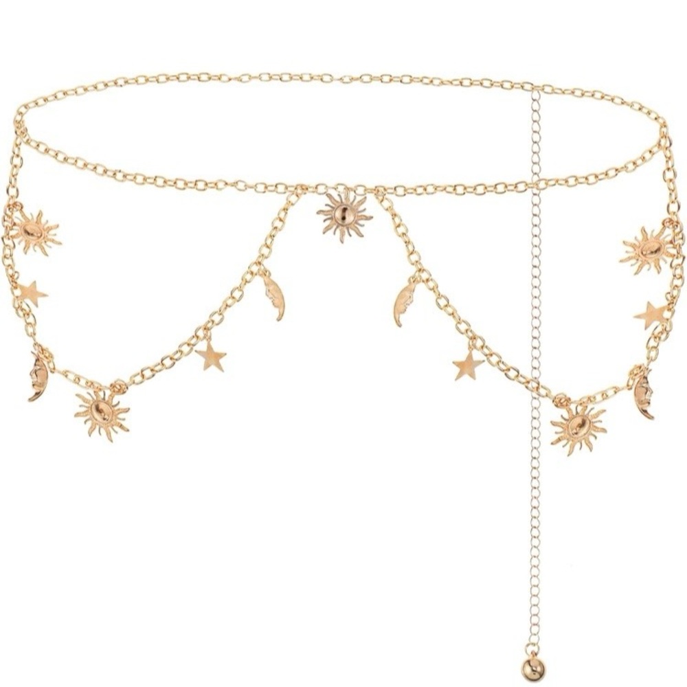 Gold Sun and Moon Charm Belt